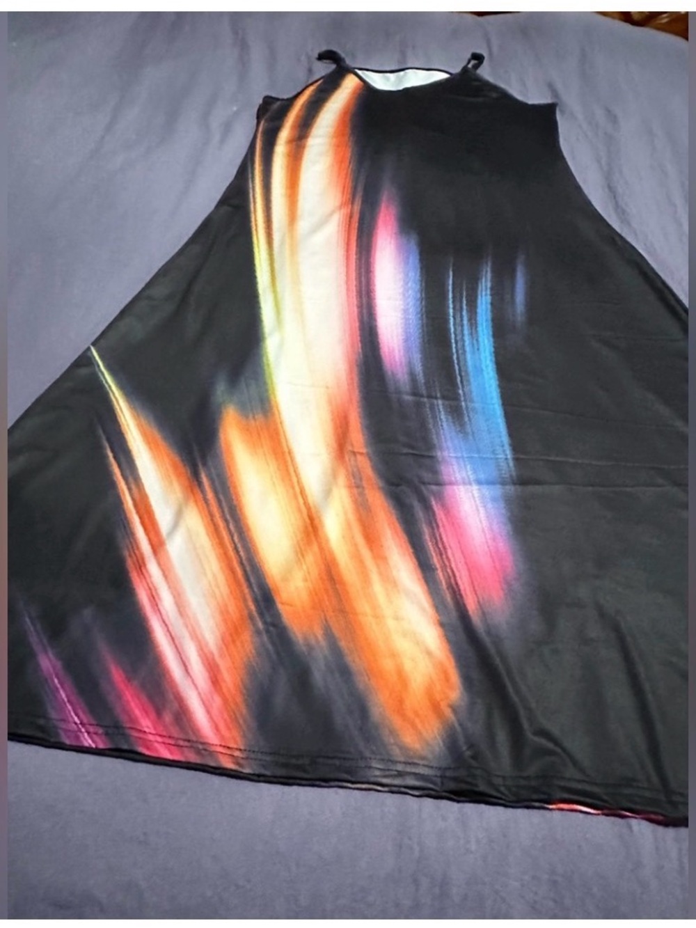 Black Maxi Dress with Multicolor Brushstroke Print - Picture 4 of 7